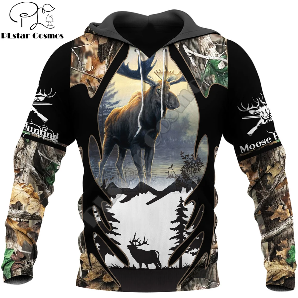 

Drop shipping Moose Hunting 3D Printing Mens Hoodie Unisex hoodies Sweatshirt Autumn Streetwear Casual Jacket Tracksuit KJ758