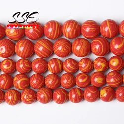 Wholesale Orange Malachite Stone Beads Natural Turquoises Round Loose beads 4 6 8 10 12 mm For Jewelry Making DIY Charm Bracelet