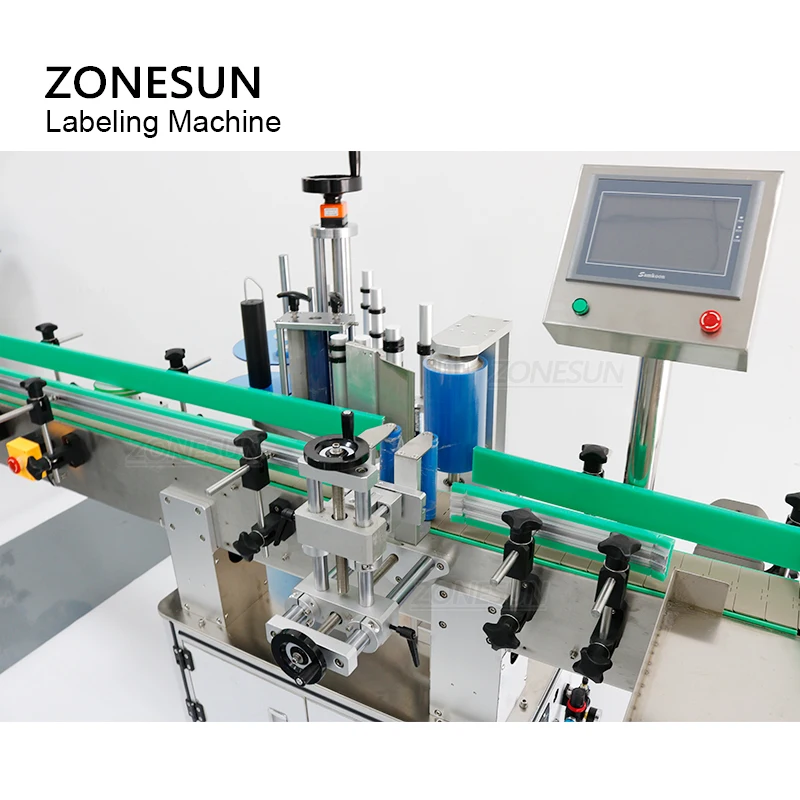 ZONESUN-آلة وضع العلامات على الزجاجات المستديرة الأوتوماتيكية ، وأداة وضع العلامات على ملصقات العلب الزجاجية