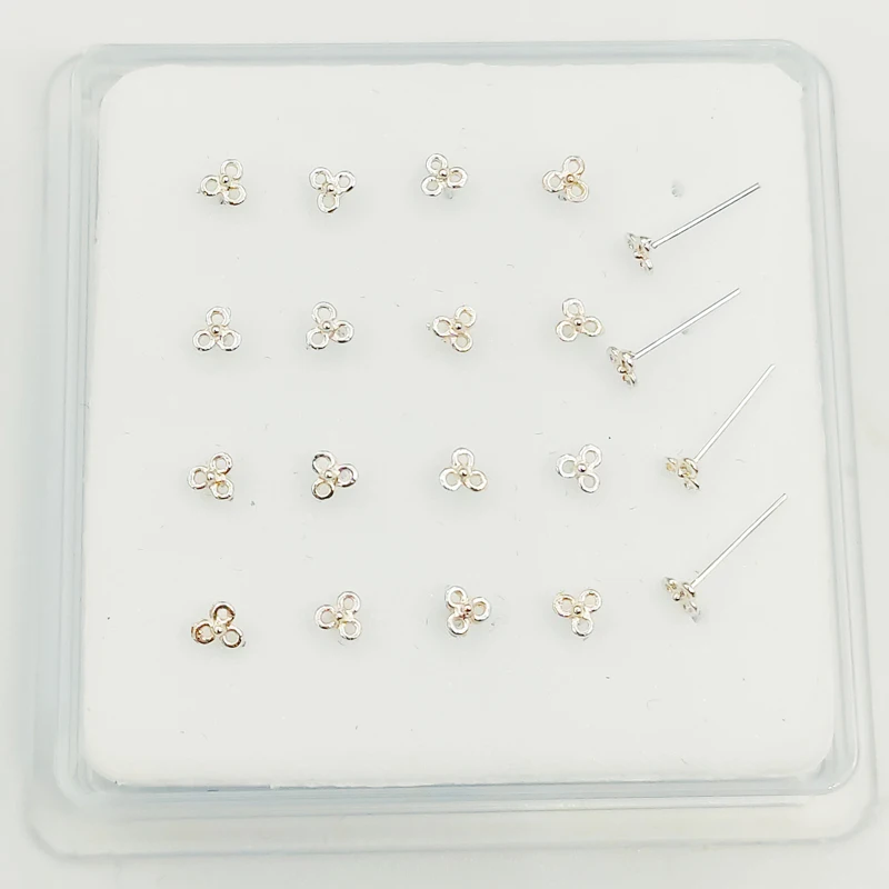 925 sterling silver nose pin small flower Shape Neus Stud fashion unisex  pircing nariz plata  20pcs/pack