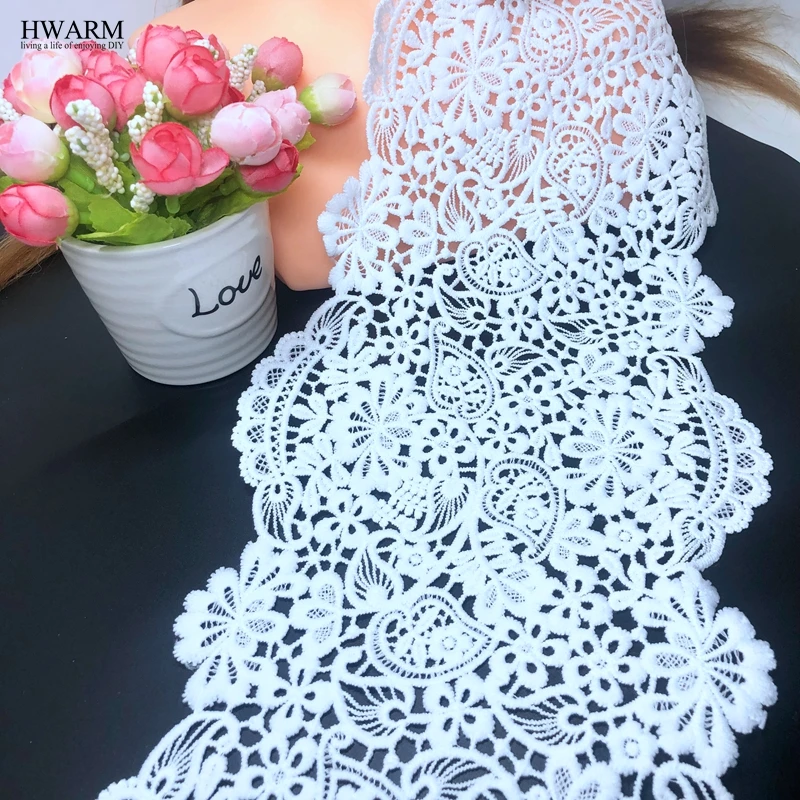 Tissu africain en dentelle blanche en rotin, 17.5cm, 5 m, fleur, garniture de mariage, chapeau, oreiller, jupe, accessoires bricolage, couture complète de robe