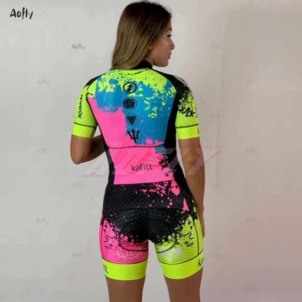 KAFITT Fluorescent color Women‘s Sexy Skinsuit Clothes Cycling Professional Macaquinho Ciclismo Feminino Go Pro Triathlon Sets