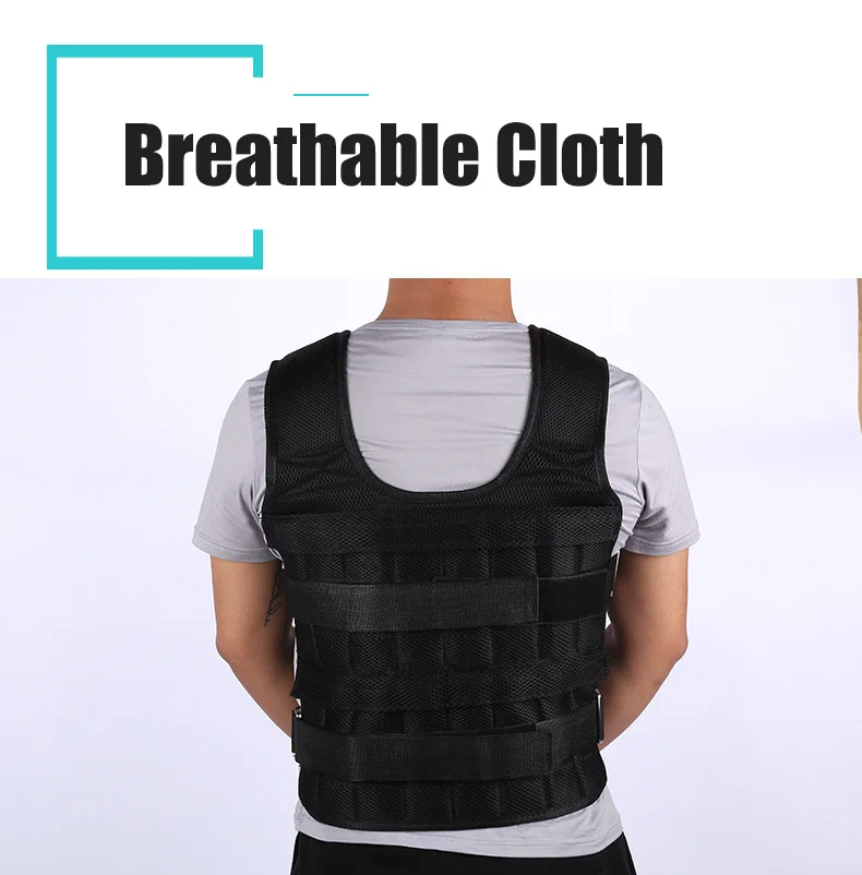 30KG Loading Weight Vest For Boxing Weight Training Workout Fitness Gym Equipment Adjustable Waistcoat Jacket Sand Clothing