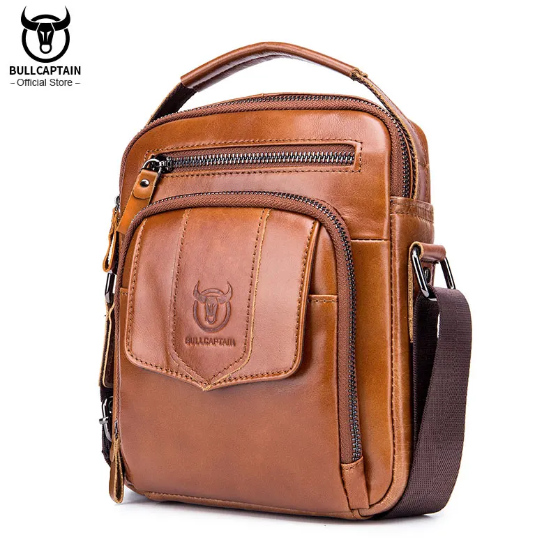 BULLCAPTAIN Genuine Leather Men\'s Crossbody Bag Business Fashion Men\'s High Quality Messenger Bag Bolsas Brand Fashion Handbag