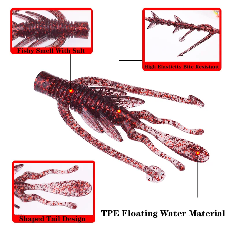 10Pcs Crazy Flapper Shrimp Silicone Soft Bait 63mm 2.5g Fishy Smell With Salt Fishing Lures Artificial Bass Peche Gear Tackle