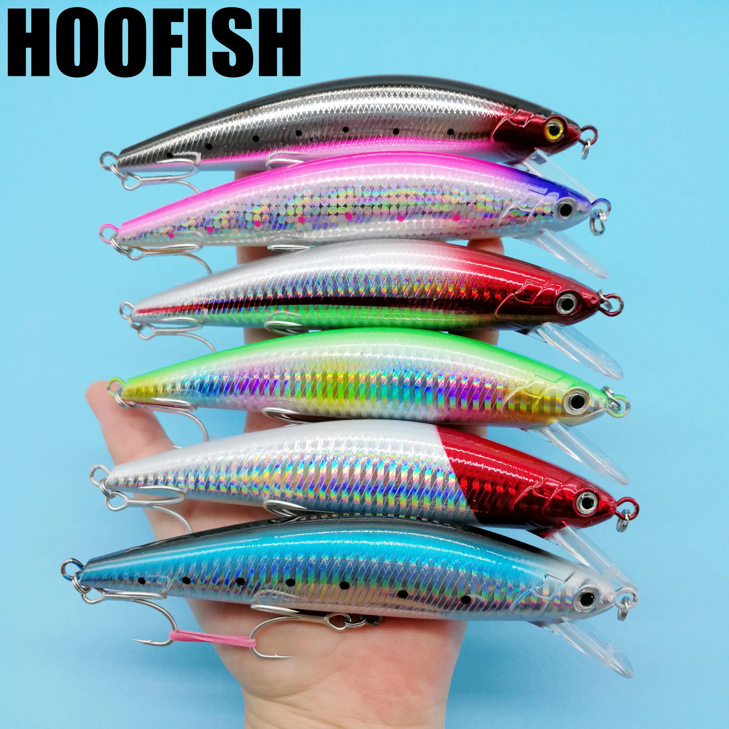 HOOFISH 6pcs/Lot Big Sinking Minnow Fishing Lure 60g  6Colors Artificial Bait Sea Trolling Tuna Swordfish Fishing Bait Hard Lure