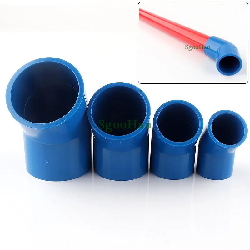 3~100pcs ID 20~50mm PVC Tube 45° Equal Elbow Connector Hydroponic Framework Plastic Pipe Joint Irrigation System Fittings