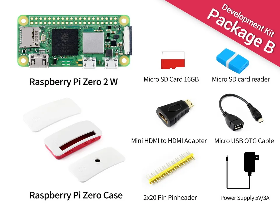 

Raspberry Pi Zero 2 W Packag B,Raspberry Pi Zero 2 W,Five Times Faster.1GHz Quad-Core Arm Cortex-A53 CPU,WiFi,Bluetooth 4.2 BLE