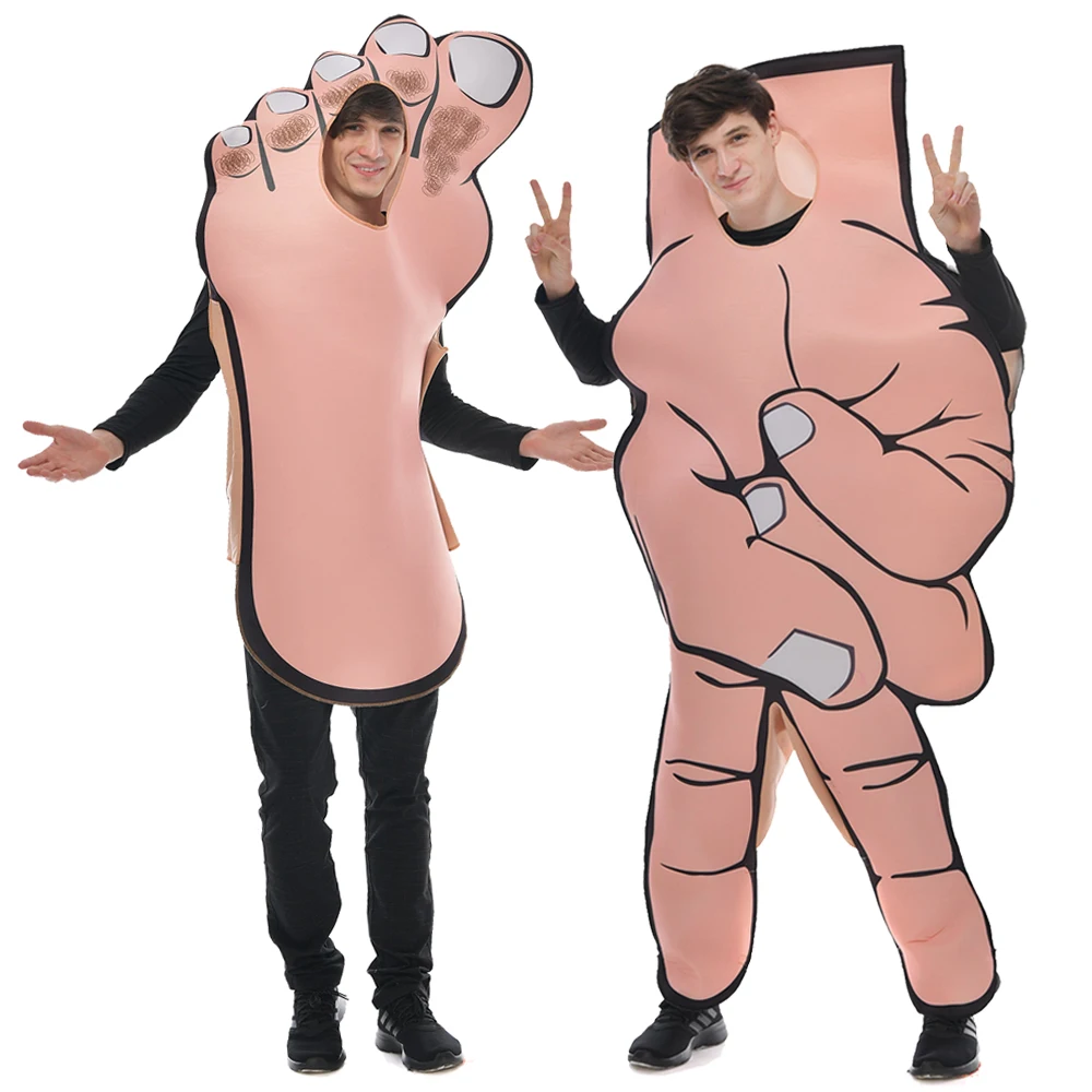 Eraspooky Halloween Costume For Adult Hand Gesture Foot Cosplay Jumpsuits Funny Couple Costume Carnival Party Purim Dress Up