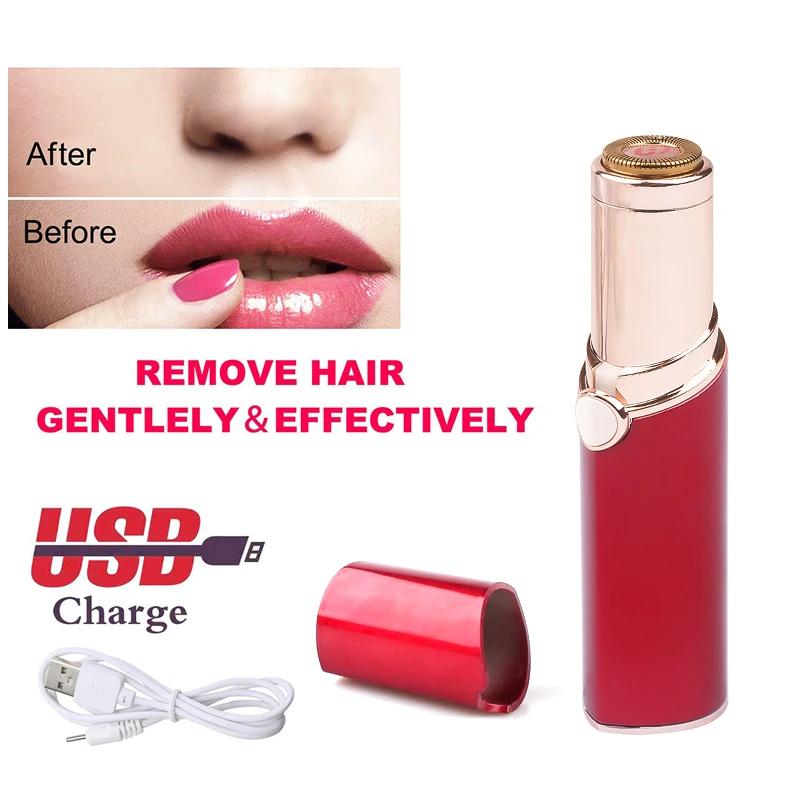 

Mini Lipstick Shaver Electric Razor Instant Painless Women Epilator Female Upper Lip Shaver Portable Hair Remover USB Recharge
