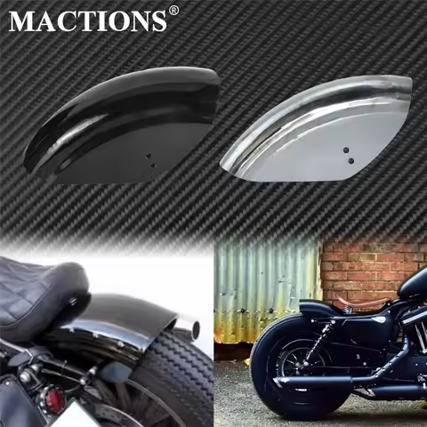 Motorcycle Short Flat Rear Fender Mudguard Cafe Racer Black/Chrome Mudguard Cover For Harley Sportster Iron XL 883 1200 72 48