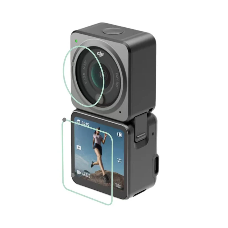 Pellicola salvaschermo in vetro temperato per DJI Action 2 pellicola protettiva per la protezione dell\'obiettivo per accessori per fotocamere DJI