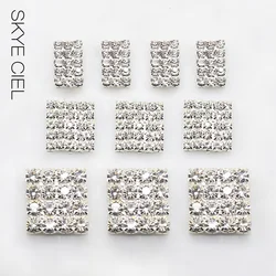 SKYE CIEL Strass 10 Pz/lotto Mix Size Argento FAI DA TE Diamante Quadrato Della Decorazione del Rifornimento Dell'invito di Cerimonia Nuziale Dei Monili Accessori