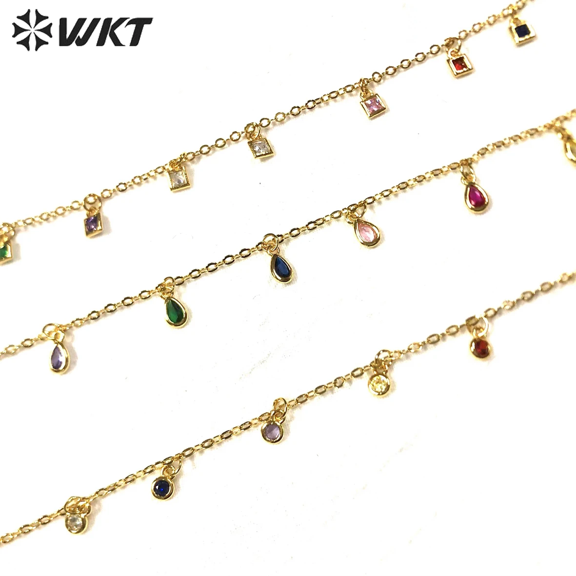 WT-JF331 Mini The geometric The shape of Hand catenary Cubic zircon crystal beads Accessorize with an O chain women jewelry