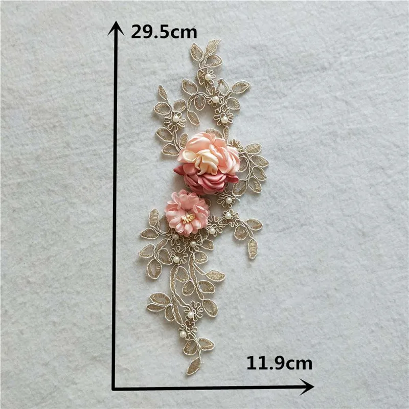 High quality lace fabric 3D rose flower Laces collar ABS pearl Embroidery Application sewing Dress Accessories A pair of sale