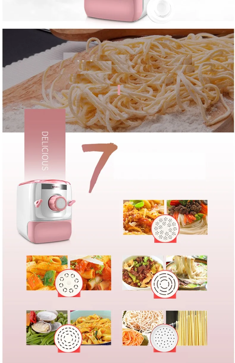 220V Electric Noodles Machine Household Automatic Electric Noodle Dumpling Maker With 7 Molds Head EU/AU/UK/US