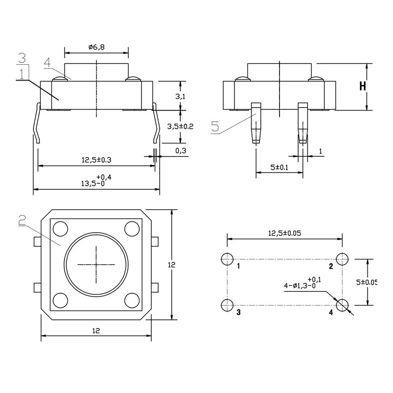 20db 12x12 Taszít gomb Vasúti váltó Acéloz 4pin ligh érintse Vasúti váltó 12*12*4.3/5/6/7/8/9/10/11/12/13/14/16/18/20/22/25mm áram Versmérték Vasúti váltó