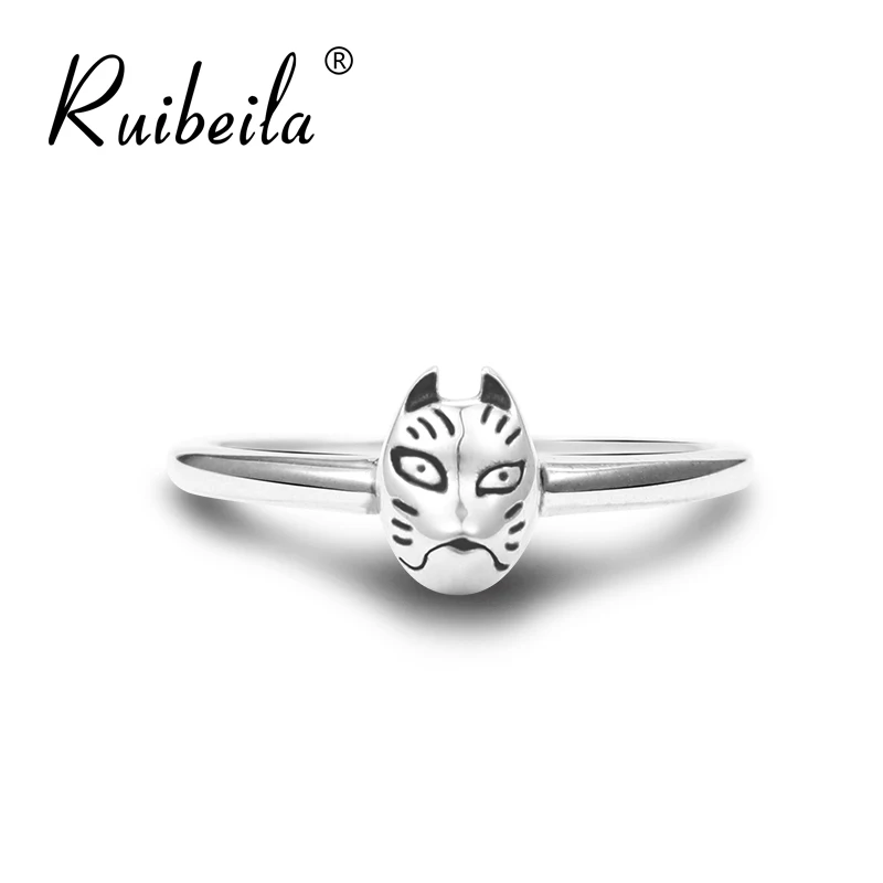 

Ruibeila fashion Thai silver animal fox mask 925 Sterling Silver Ring for men and women retro personality Jewelry Ring Gift