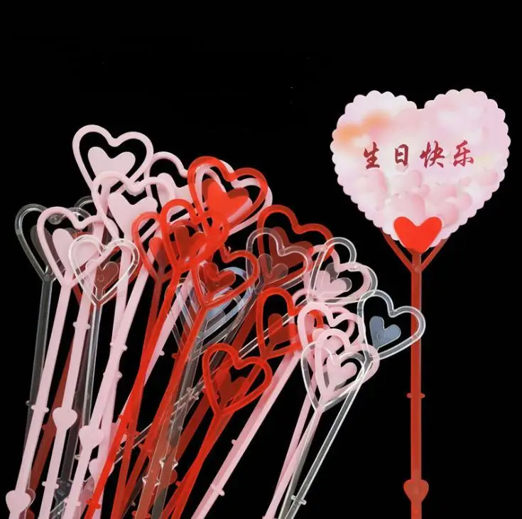 

800pcs Florist Bouquet Gift Card Holders Plastic Heart Short Long Stick Clip Flower Gift Wrapping Packaging SN3668