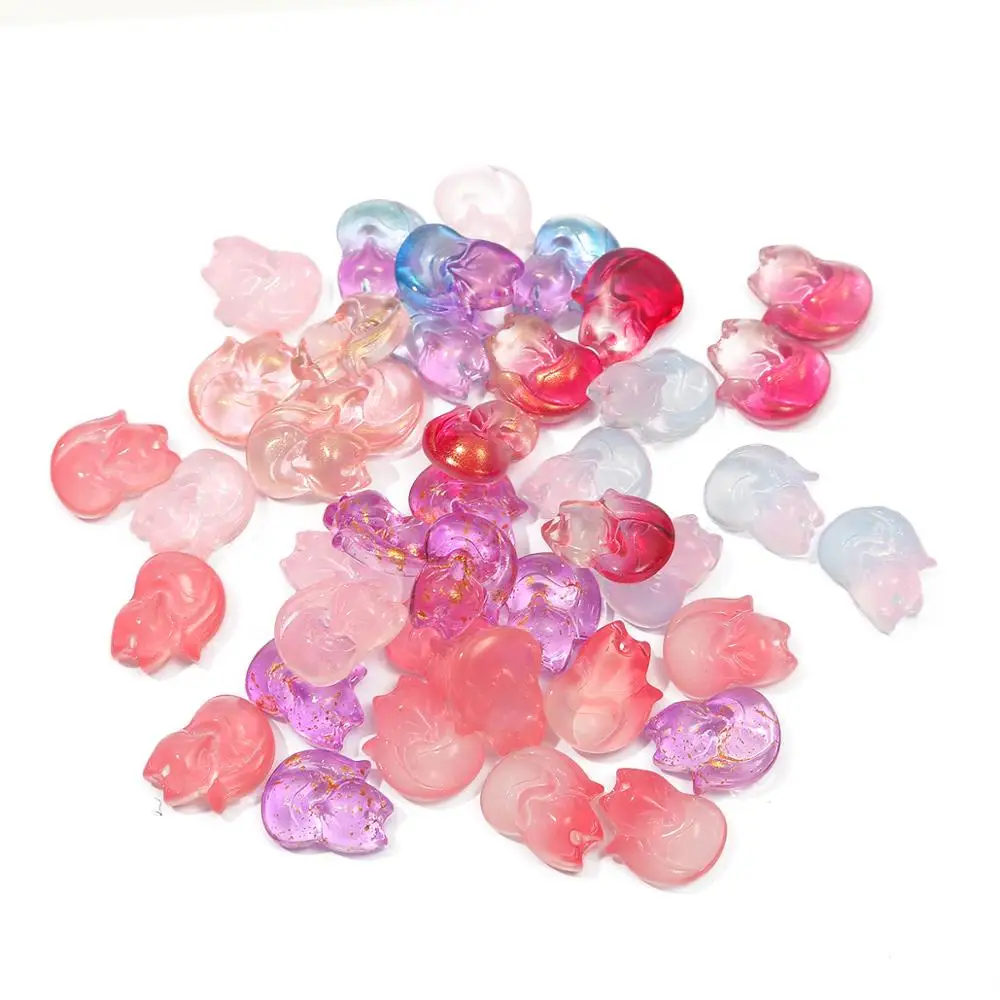 10pcs Fashion Fancy Cute Crystal Glass Little Fox Charms Pendants Beads for DIY Earring Necklace Jewelry Making Accessories