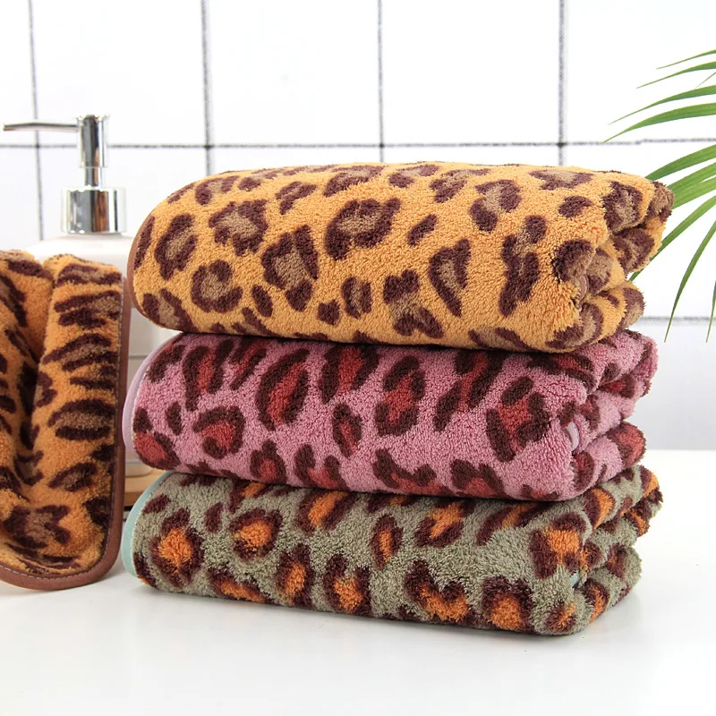 2pcs/set New Leopard Coral Fleece Hand Face Towel Set Soft Comfortable Absorbent Household Adult Facial Wash Towel Bathroom