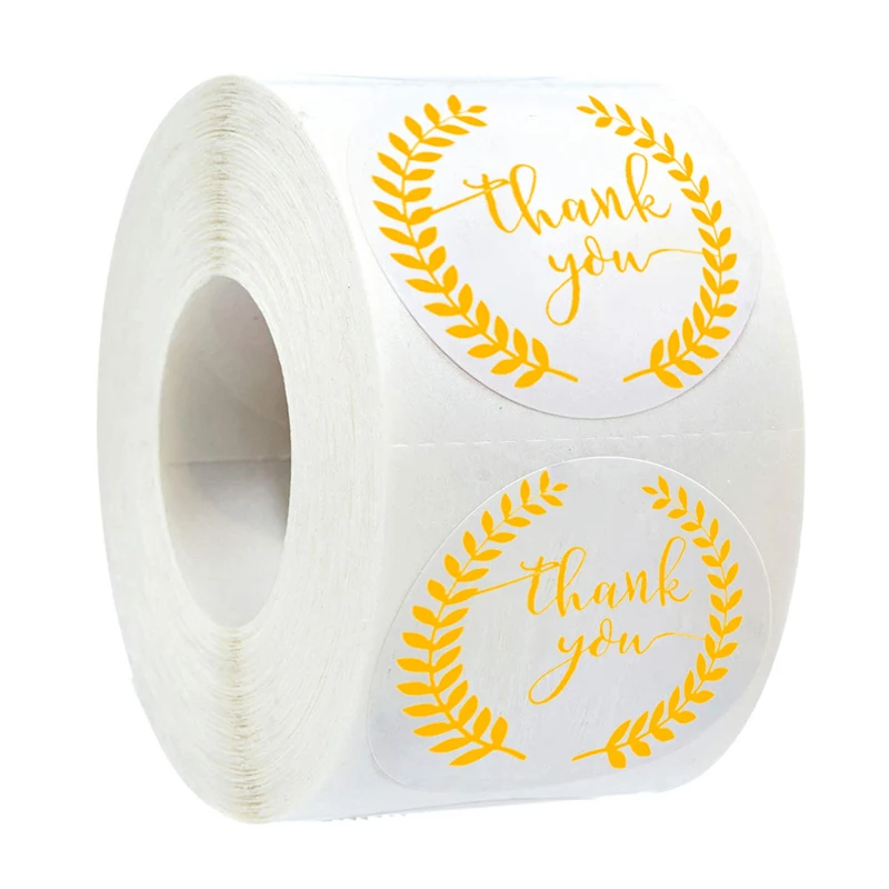 50-500pcs labels thank you stickers seal label Golden olive branch custom sticker scrapbooking for gift decoration stationery