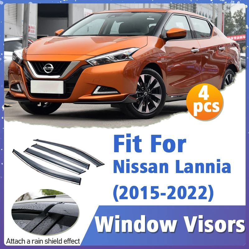 

Window Visor Guard for Nissan Lannia 2015-2022 Vent Cover Trim Awnings Shelters Protection Sun Rain Deflector Auto Accessories