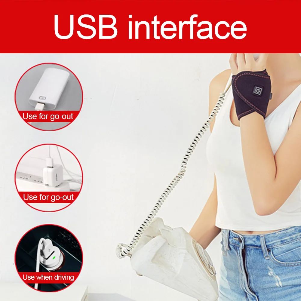 USB 1pc Sports Protection Wrist Brace Heating Belt Fever Therapy Pads Braces Pain Relief Heated Heat Wrist Brace