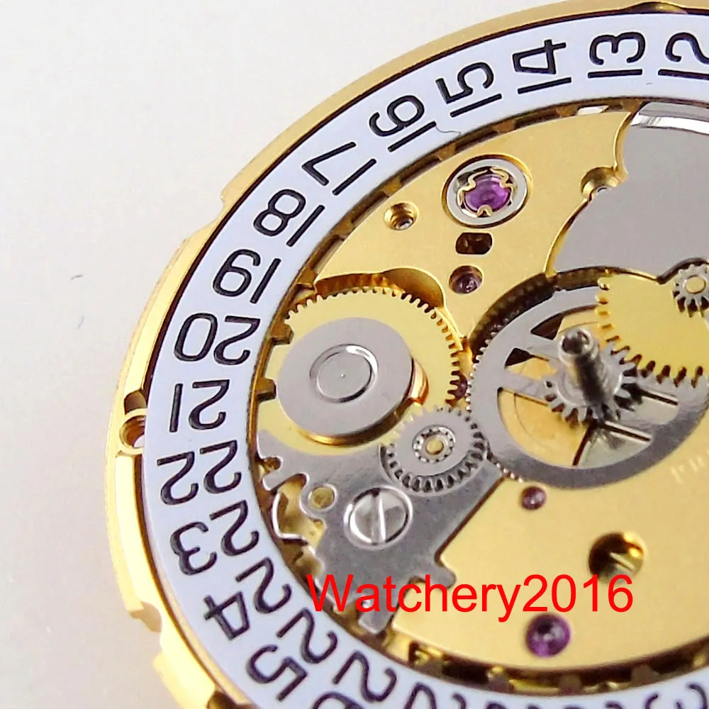 Original PT5000 Automatic Mechanical Movement 25 Jewels Gold Plated High Datewheel 28 800VPH Frequency