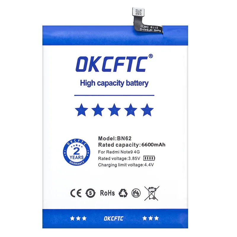 OKCFTC New High Qulity 6900mAh BN62 Battery For Xiaomi Pocophone Poco M3 For Redmi 9T Battery + Tools