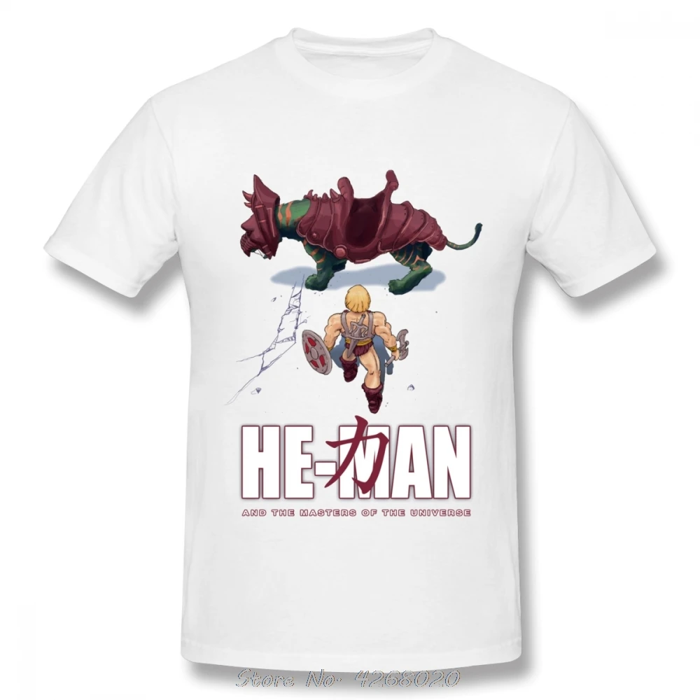 Novelty He-Man And The Masters Of The Universe Akira T-Shirt Men O-neck Cotton Graphic Print TShirt Anime Tees Harajuku