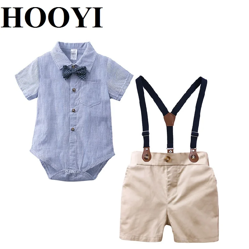 

Kids Outfits Bowtie Baby Boys Summer Set Bodysuits Short Pants Suits Tuxedo Shirts Gentleman Suspenders Trousers