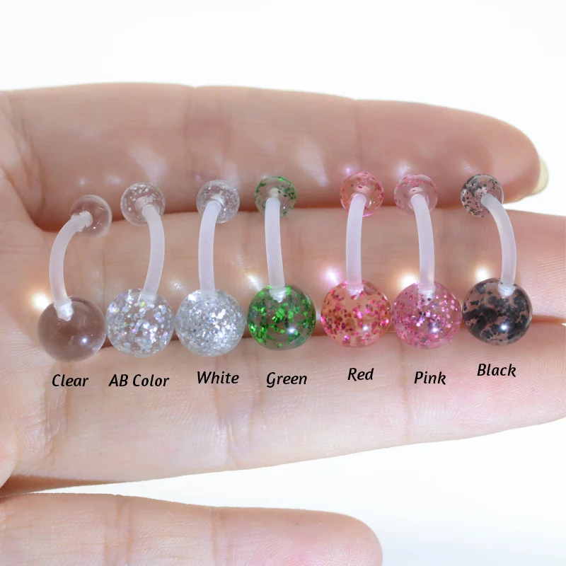 Starbeauty 1Pc Mix Color New Arrival Silicone Belly Piercing Navel flexible Bar Clear Small piercing nombril  Stud Earring