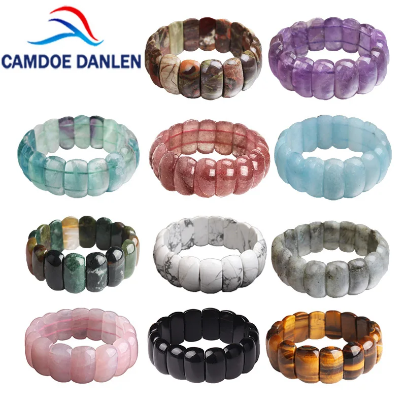 20 Styles 100% Natural Stone Onyx/Amethysts/Turquoise Elastic Rope Bangles & Bracelets Jewelry Energy Bracelet for Women or Men