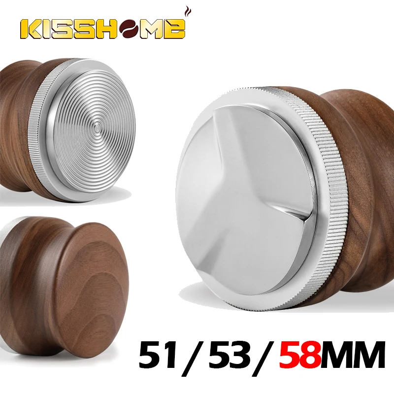 Coffee Distributor Adjustable Espresso Tamper Walnut Wood 304 Stainless Steel Base Barista Coffeeware Accessories 51mm 53mm 58mm