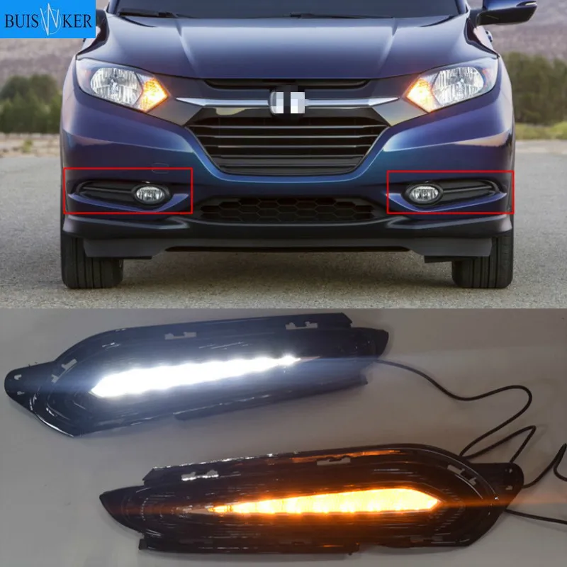 

1 set For Honda HRV HR-V 2014 2015 2016 2017 2018 Car-styling LED Daytime Running Fog Lights DRL With Turn Signals Yellow