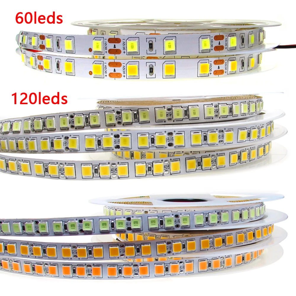 LED Strips Light 12V 24V 5054 SMD 60 120 Leds/m Waterproof LED Lights Strip Tape Home Decoration Nature Warm White TV Backlight