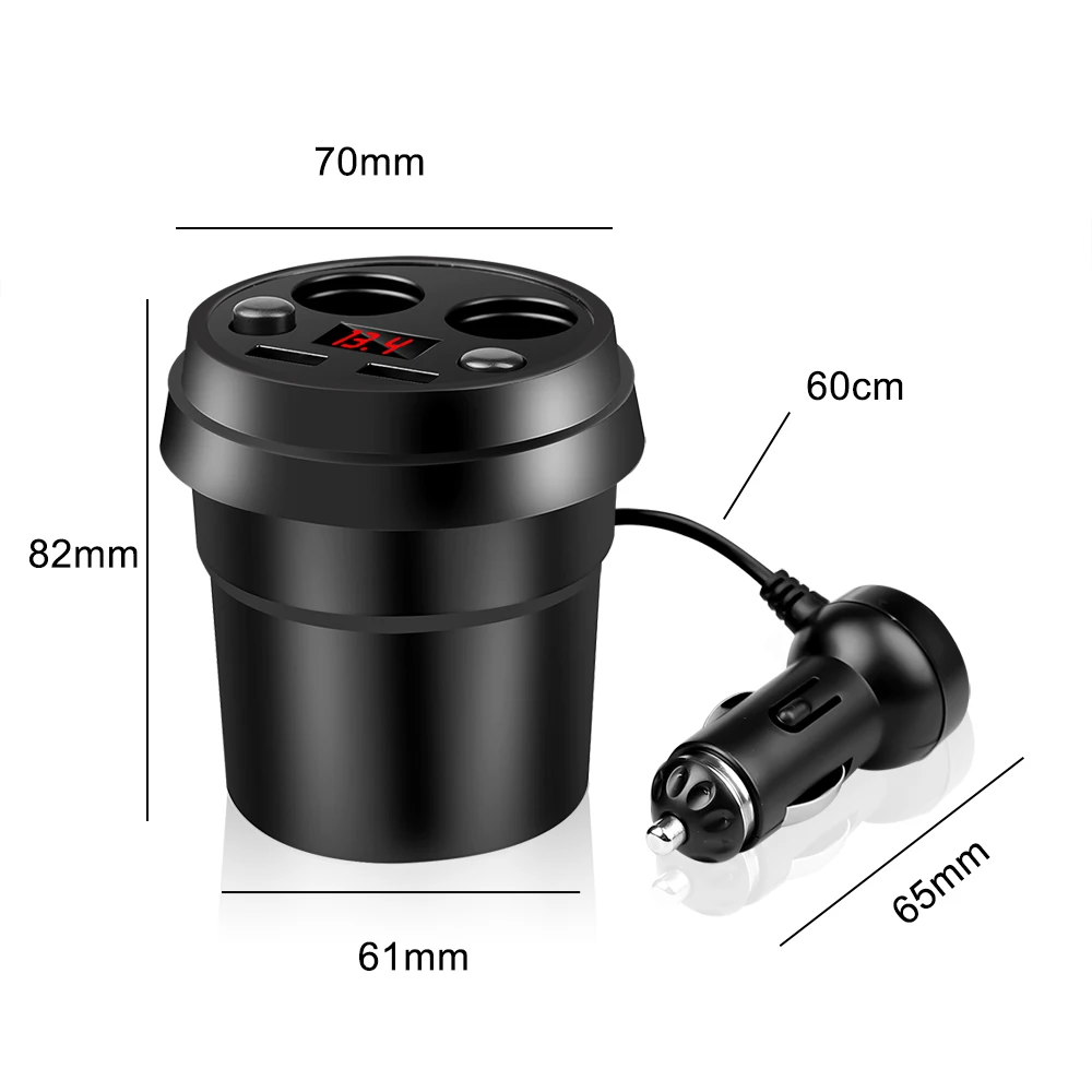 Autolader 2 Usb Dc/5V 3.1A Cup Stopcontact Adapter Sigarettenaansteker Splitter Telefoon Met Voltage Led display Auto Accessoires