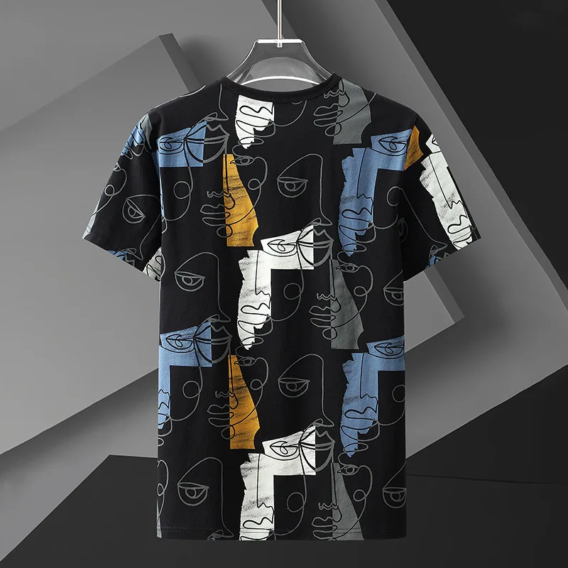 Plus Size 10XL Tshirts Men Oversize Tees Tops Summer Baggy T-shirts Male Streetwear Fashion Abstract Painting Short Sleeve HA073