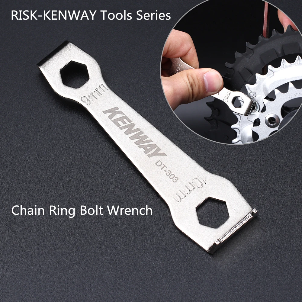 RISK KENWAY RL202 MTB Road Bicycle 9 & 10mm Chain Ring Chainwheel Peg Spanner Bike Chainring Nut Bolt Wrench Removing Tool 