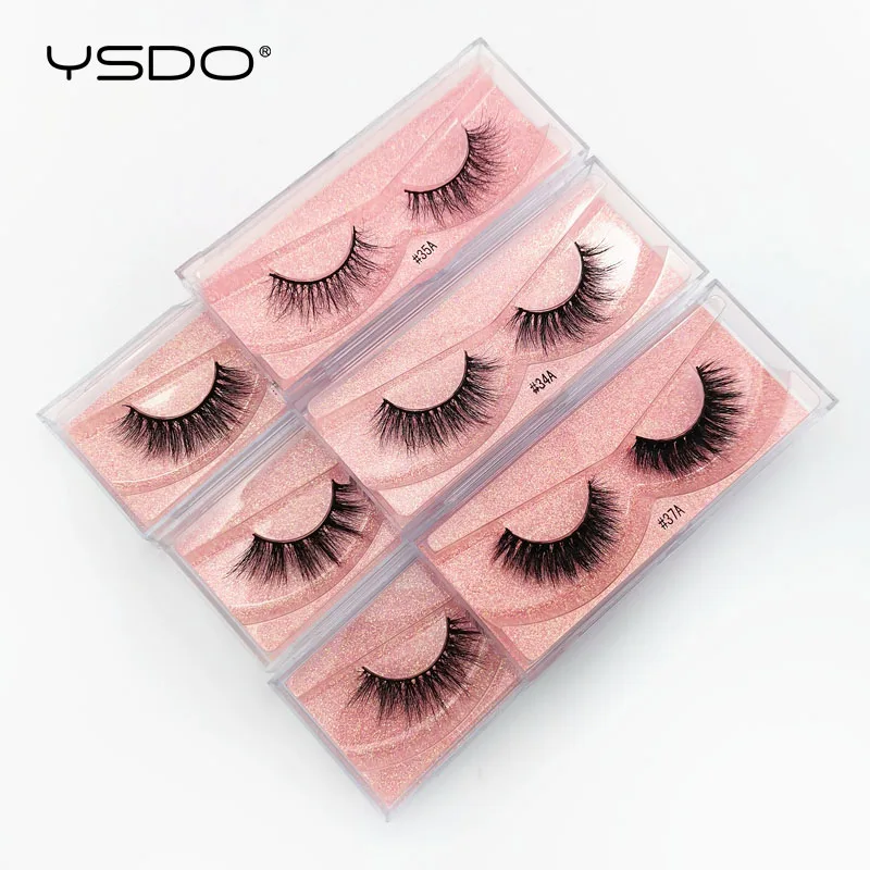 YSDO 1 Par Pestañas Cruzadas de Visón Suaves Reales 3D Postizas Dramáticas Onduladas Maquillaje Cilios Faux Cils 4