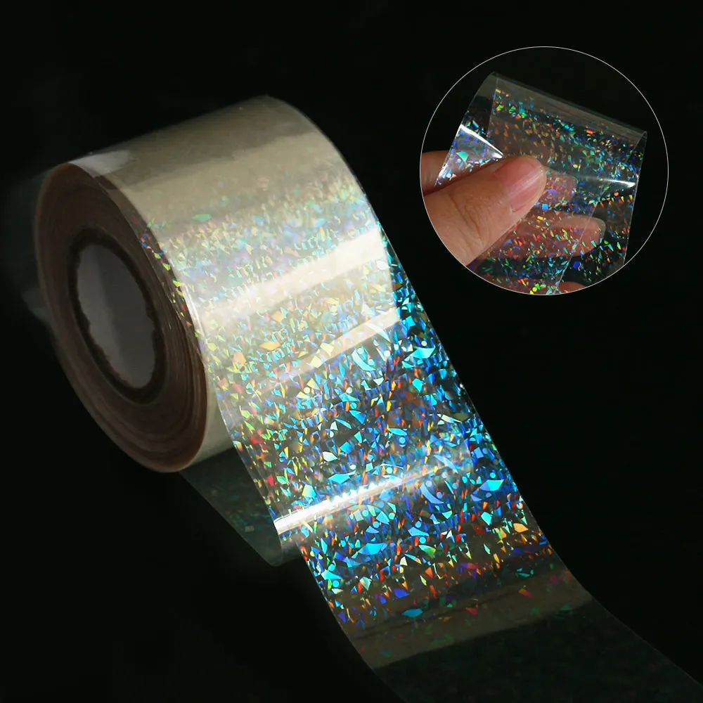 120m*4cm Broken Glass Sticker Foil Paper Nail Art Sticker Transfer Holographic Design DIY Nail Decals