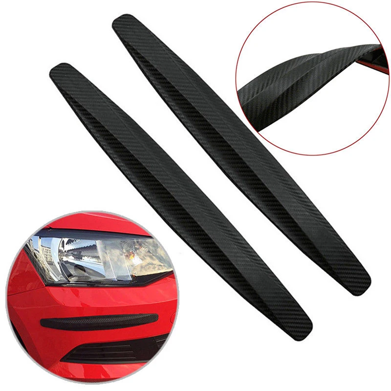 2/8Pcs Car Bumper Corner Protector Carbon Fiber Texture Rubber Plastic Auto Body Door Guard Scratch Sticker