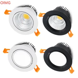 4 türleri kısılabilir gömme LED downlight 5W 7W 9W 12W 15W 18W COB LED tavan lambası Spot ışıkları AC110-220V yuvarlak LED Panel lambası