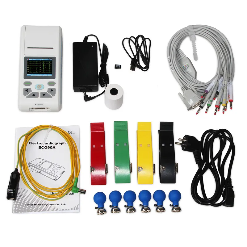 CONTEC ECG90A Handheld Digital ECG machine 1 CHANNEL 12 Lead ECG EKG Electrocardiograph Sync PC Software