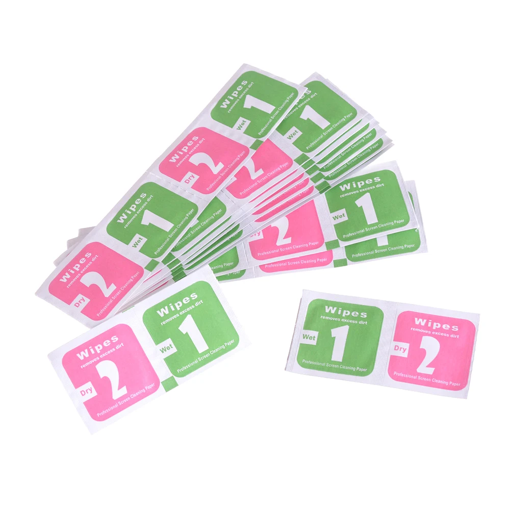 400pcs(200sets) New Camera Lens Phone LCD Screen Dust Removal Tool Dry Wet Cleaning Wipes Paper Set for Phones Computers