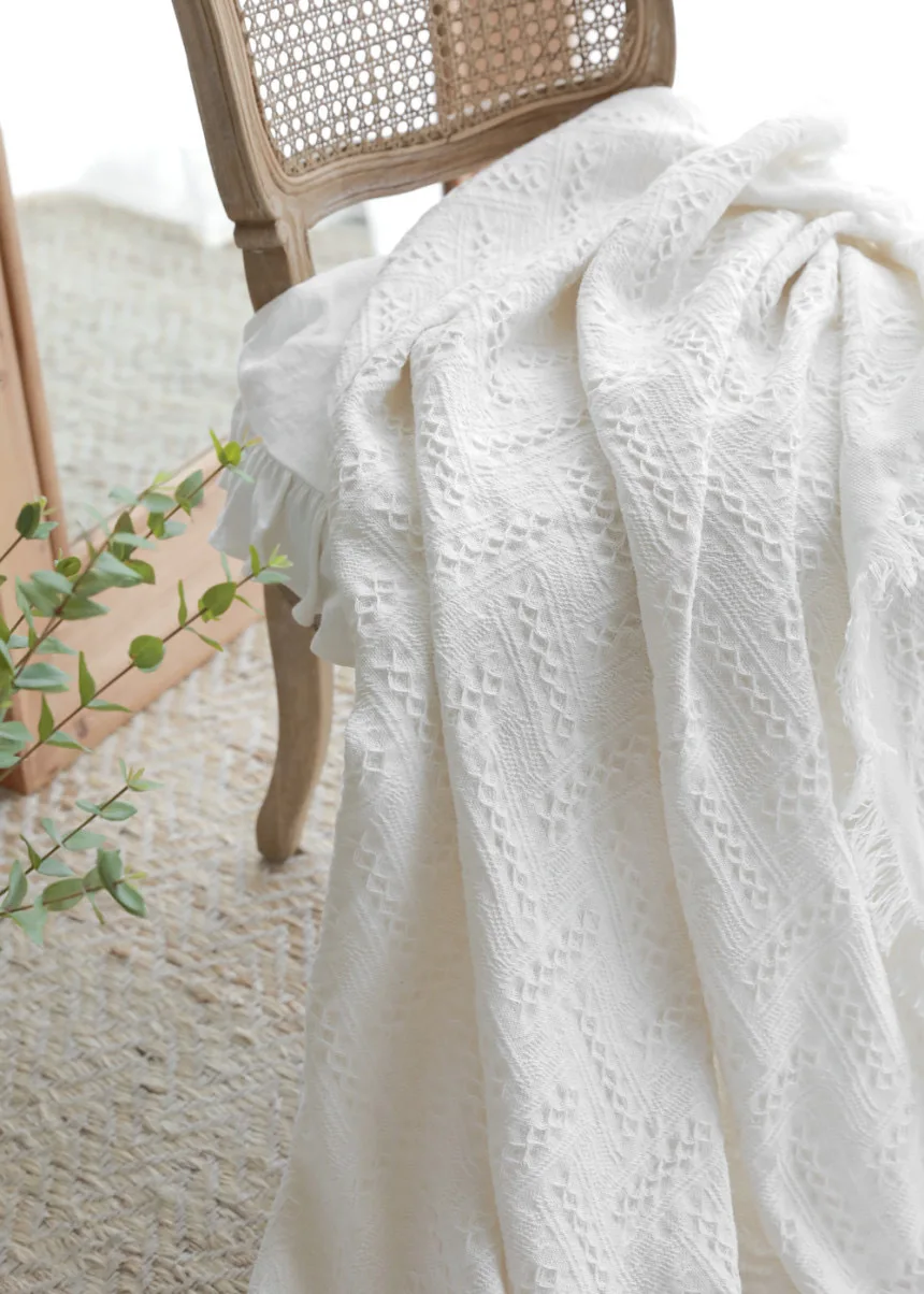 غطاء طاولة القهوة باللون الأبيض من Nordic Tablecloth Ins Style - واقي مكتب مستطيل ومستدير لطاولة السرير، مفرش طاولة الطعام