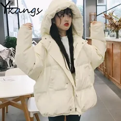 Winter Harajuku Loose Korean Y2k Parkas Women Solid Thicken Warm Student Oversize Coat Baggy Casual Short Jackets Hoodies Female