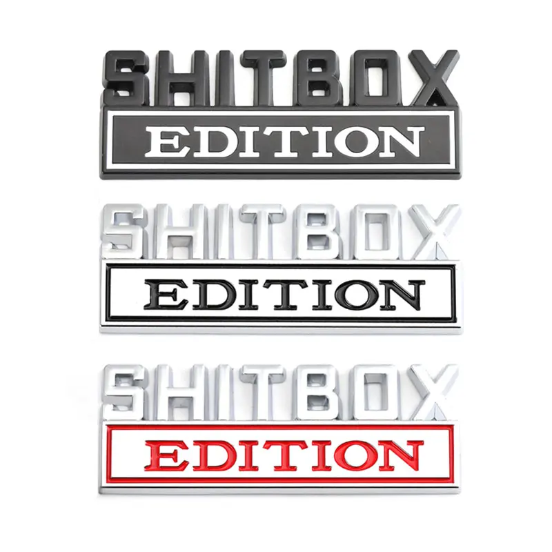 Car Sticker SHITBOX Edition Badge Emblem Hood Grille for Subaru Chevrolet Honda Jeep Ford Nissan Lexus Peugeot Lada Mazda Dodge