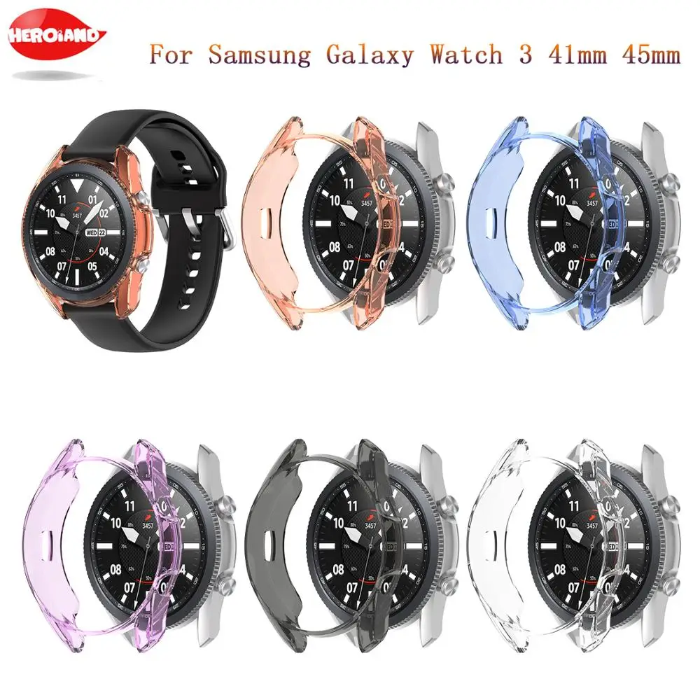 Soft TPU Protector For Samsung Galaxy Watch 3 45mm 41mm Silicone Screen Protector Cover Watch 3 SM-R850 R840 Cases watch access